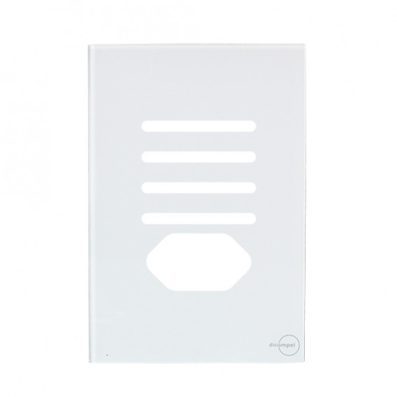 Placa P/ 4 Interruptores + Tomada (especial) - Novara Glass Branco